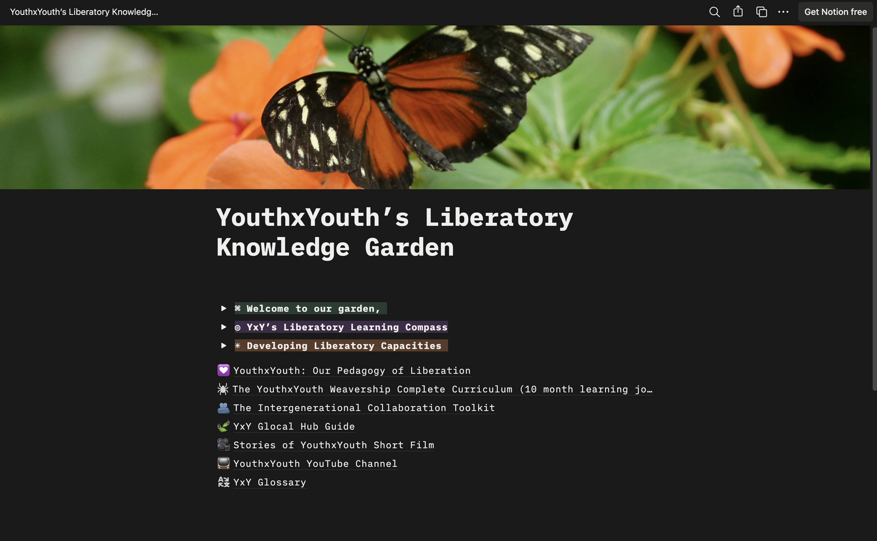 YouthxYouth Knowledge Garden on Notion